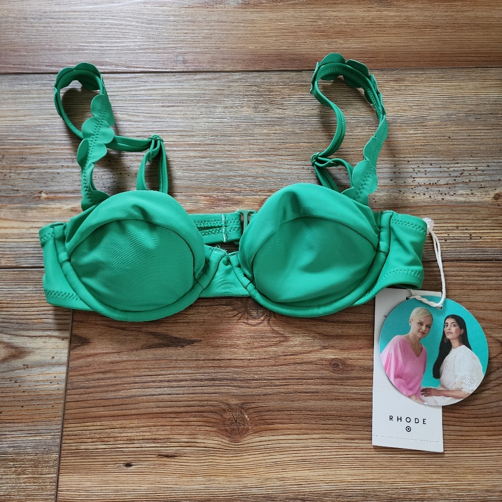 RHODE X Target Bikini Top Womens XXS Green Scalloped NEW